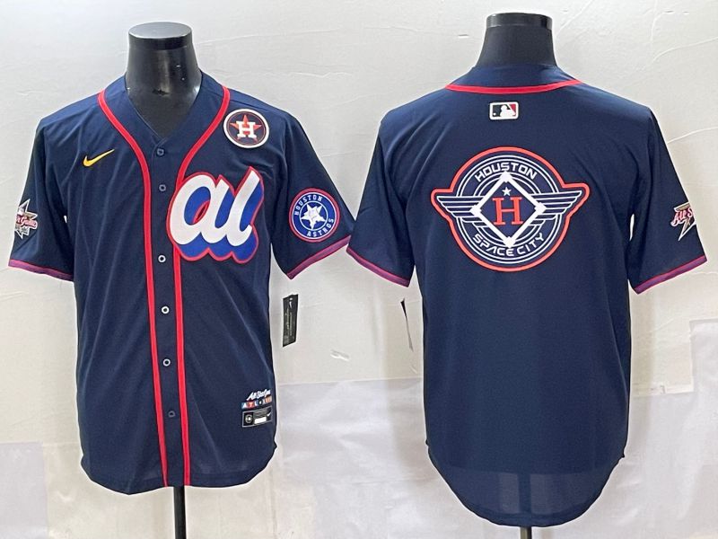 Men 2025 Houston Astros Blank Drak Blue All star Nike MLB Jersey style 12->houston astros->MLB Jersey